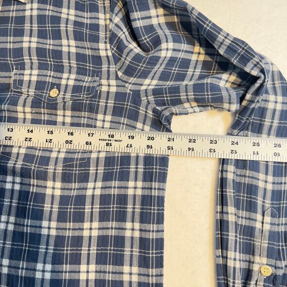 J. Crew Flannel Button Shirt Woman M Blue White Check Secure Pocket Snuggle Cozy - Picture 5 of 10